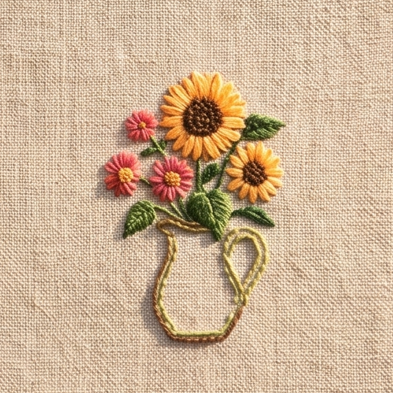 8 Mini Floral Hand Embroidery Kit (Printed Linen & Threads Included)