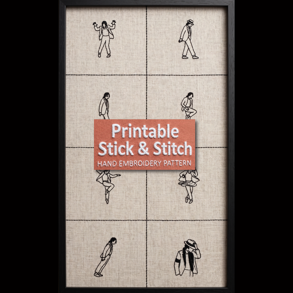 Iconic Pop Star Dance Poses Hand Embroidery Pattern (Set of 8)